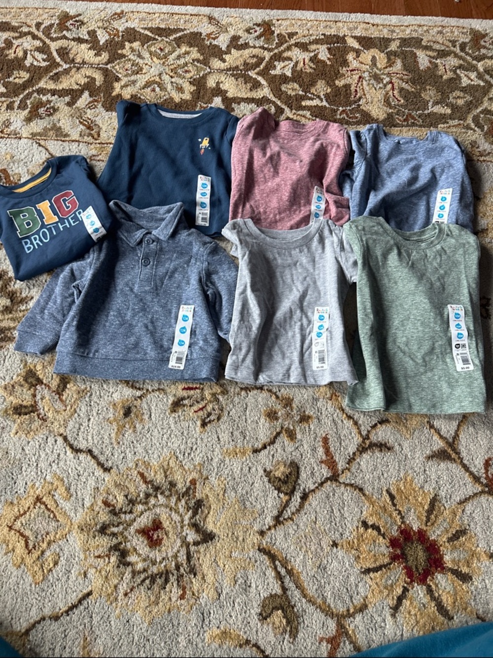 Assorted Boys Long-Sleeve Tops - Navy, Blue, Gray, red, Green(7 items)